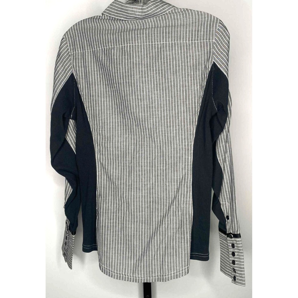 Goode Rider Size small Women's long sleeve Shirt Navy striped Equestrian cowgirl - Picture 8 of 10